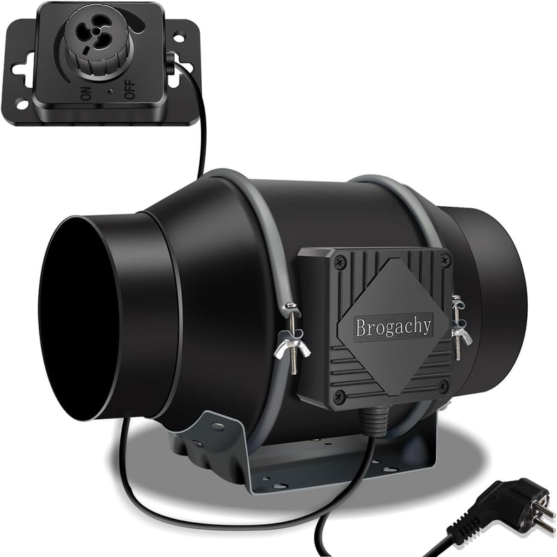 Brogachy 150 mm Állítható Csőventillátor 689 m³/h, 3000 RPM, EC Motorral - Hűtéshez, Fűtéshez, Grow Sátrakhoz, Hidroponikus Rendszerekhez, O
