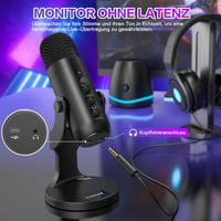 ZealSound K66 USB-C Kondenzátor Mikrofon PC, Telefon, PS4/PS5 Eszközökhöz - Játék, Podcast, Streaming, ASMR Felvételekhez, Némítás/Erősítés/ 6