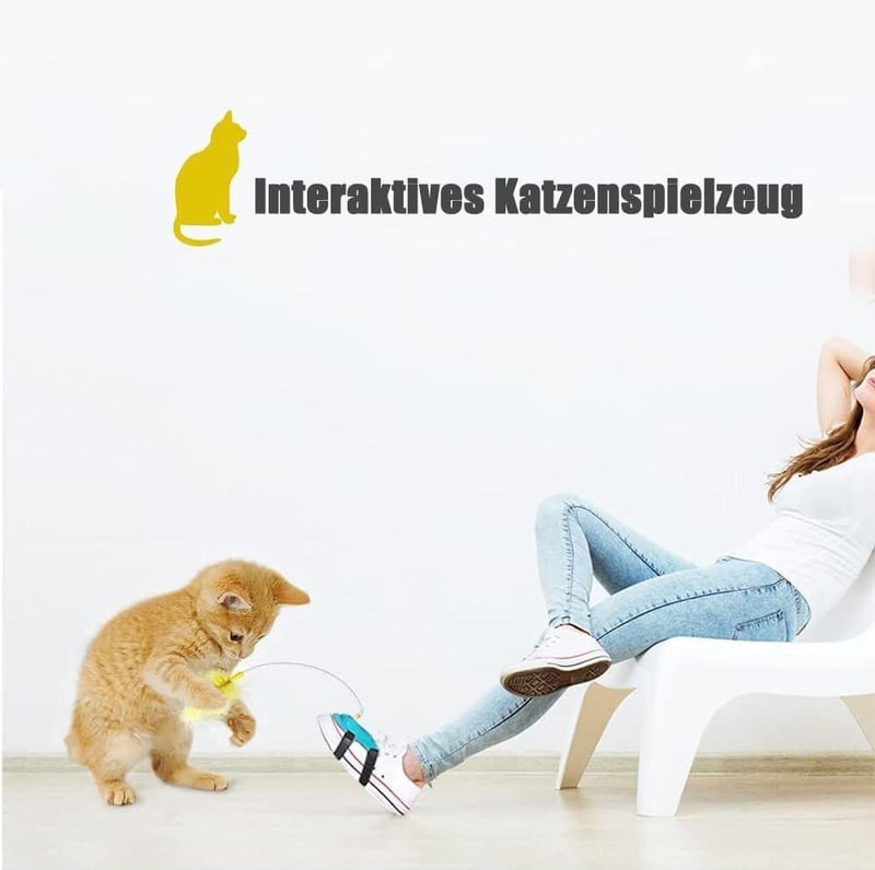 Kék Interaktív Macskajáték Csengős Tollakkal