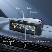 KAOLALI T12-6 Vezeték Nélküli Napelemes Gumiabroncs Nyomásfigyelő Rendszer 6 Kerékhez - 9,9 Bar/144 PSI, Autó, Lakókocsi, Busz 9