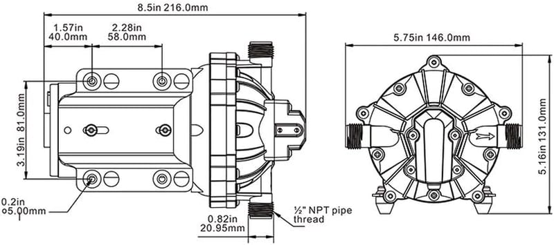Seaflo 12V-os nagyteljesítményű membránszivattyú, 20.8 L/perc, 4.1 bar