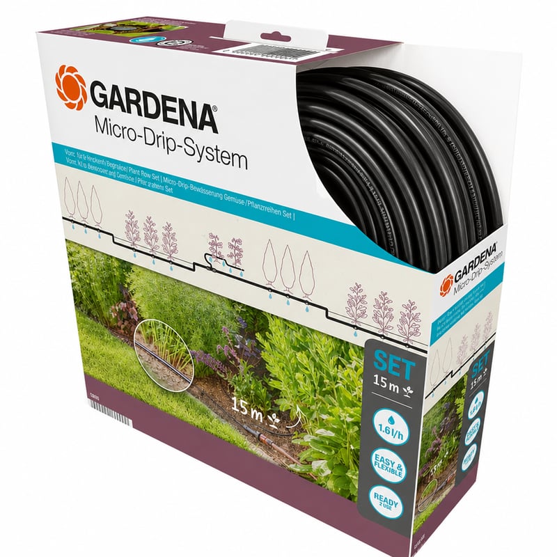 Set de pornire pentru irigarea plantelor pe rând Gardena Micro-Drip-System S (13010-20) — fără conector de furtun (stare: vezi imaginea 2)