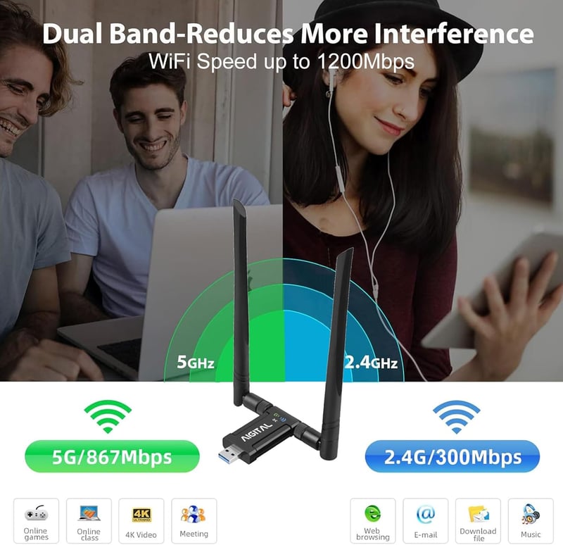 TP-Link AC1200 Nagy Teljesítményű WiFi USB Adapter Windows és Mac Kompatibilis
