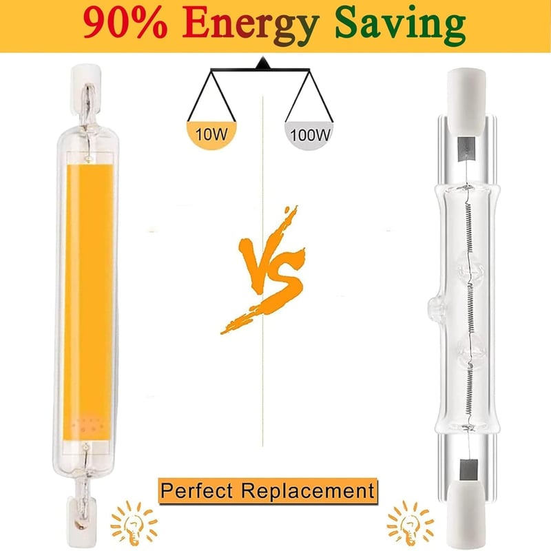 MZIEIU 10 W R7S LED Izzók 78 mm – Meleg fehér (3000 K), 1000 LM, vibrálásmentes, dimmelhető – 100 W halogén rúd helyettesítője, 360° világítás, AC 220–240 V