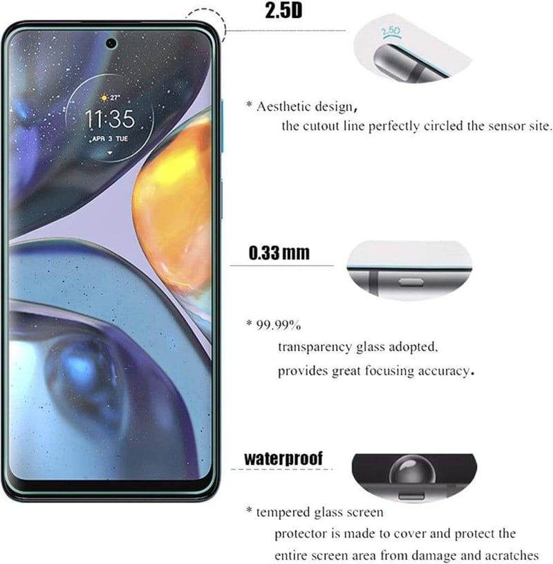 Motorola Moto G22 Prémium Edzett Üveg Képernyővédő Fólia 2db - Újracsomagolt