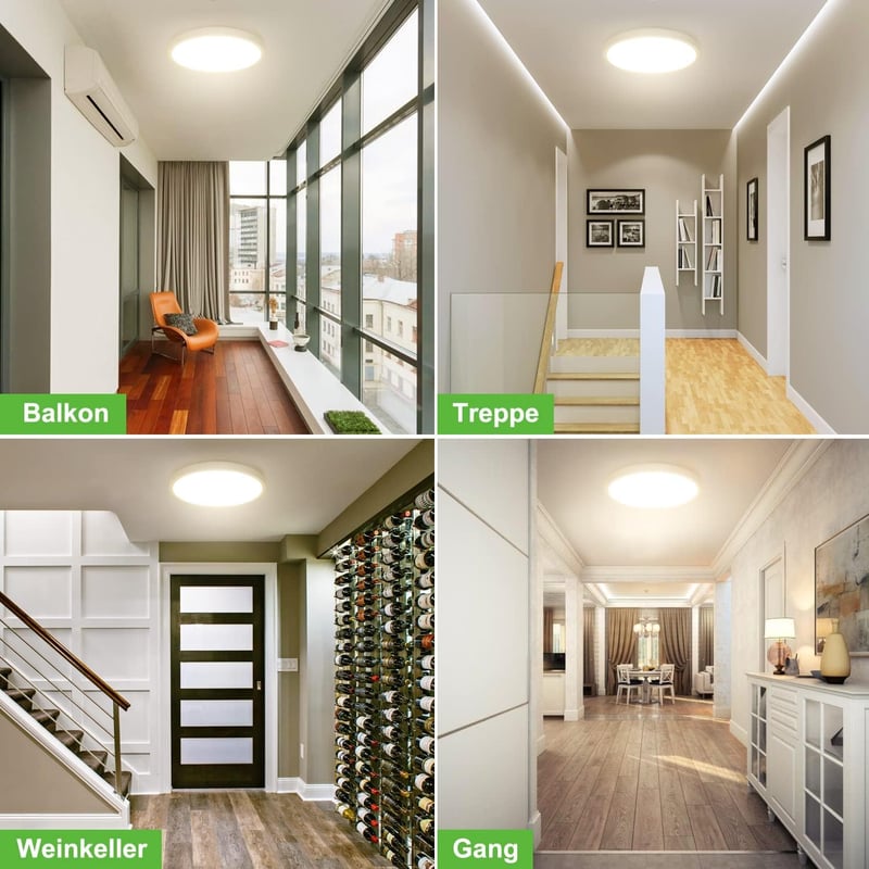 zemty LED Mennyezeti Lámpa Radar Mozgásérzékelővel, 19W 4000K, 1800LM, IP44 Vízálló, Kerek Lapos Fali Lámpa Folyosóra, Garázsba, Erkélyre
