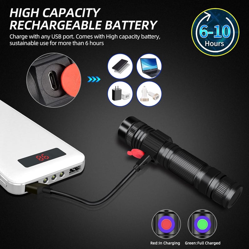 DARKBEAM UV Zseblámpa Szett - 365nm & 395nm, Újratölthető, Kisállat Vizelet Detektor, 2 db