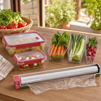Set organizare frigider: 1x recipient 2,3L + 1x caserolă sticlă 0,8L + 50m folie + 3 organizatoare 1