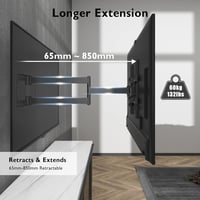 BONTEC TV Fali Tartó 32-70" Képernyőkhöz - Extra Hosszú 850mm Karos Konzol, 60kg Teherbírás, Dönthető, Forgatható, VESA 400x400mm 2