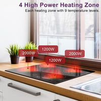 NOXTON 60 cm-es beépíthető indukciós főzőlap, 4 zónás, 6400W, érintőképernyős, gyerekzárral 2