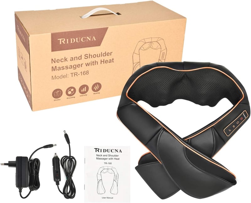 TRIDUCNA Nyak- és Vállmasszírozó Párna - Shiatsu Masszázs Hőfunkcióval, 3D Forgó Fejekkel, 3 Sebességgel - Otthoni, Irodai és Autós Használa