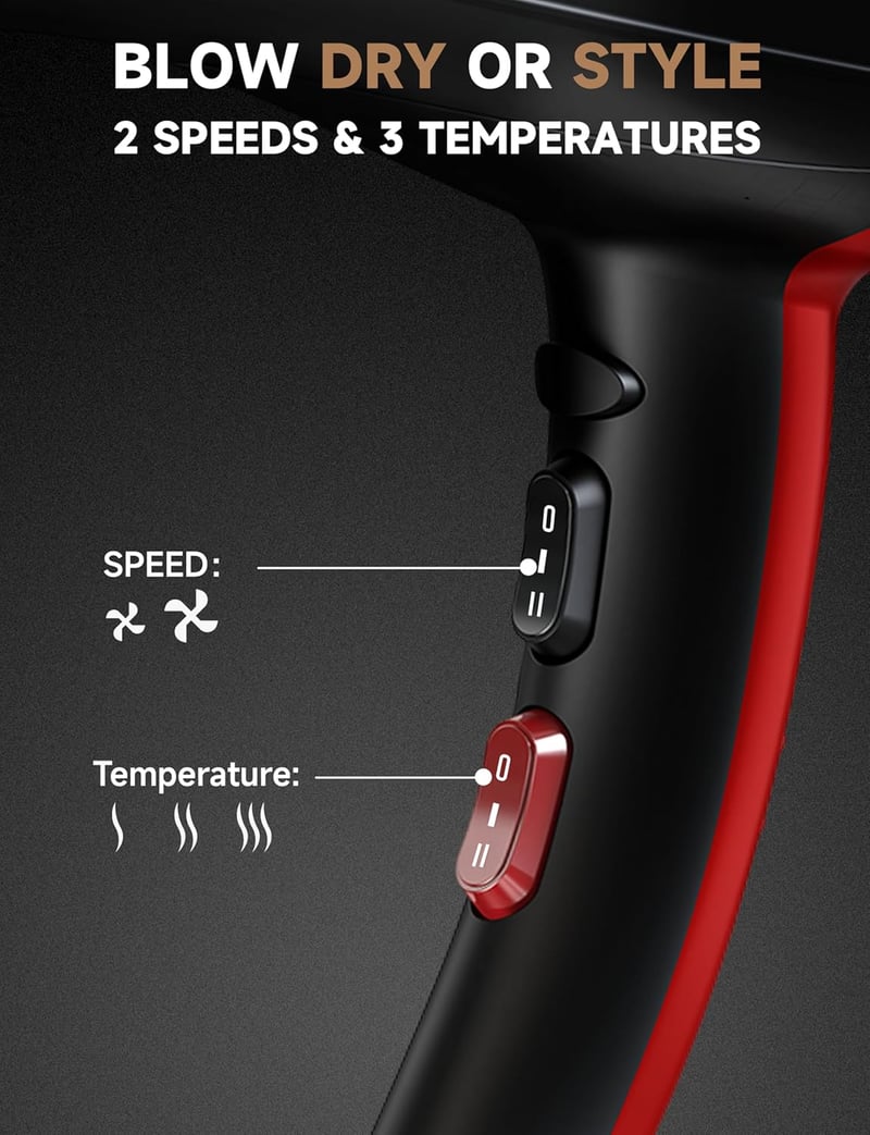 Professional Hair Dryer 2400W AC Motoros Hajszárító Diffúzorral, 40 Millió Negatív Ion, 3 Hőfokozat, 2 Sebesség, Szalonminőségű Gyorsszárítá