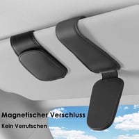 Mágneses Bőr Szemüveg- és Kártyatartó Autós Napellenzőhöz (Fekete) 2