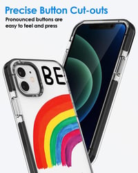 iPhone 12 Átlátszó Szilikon Tok "Be Nice" Felirattal és Szivárvány Mintával 5