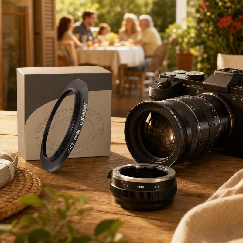 Travel Photo Adapter set: 86–95 mm step-up ring + Sony A to Sony E lens adapter