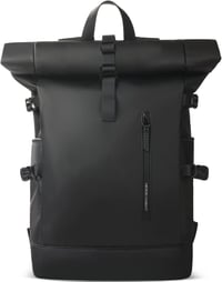 hk Rolltop Vízálló Hátizsák 27L - 15,6" Laptoptartóval, USB Porttal - Könnyű, Lopásbiztos Utazó/Iskolatáska Férfiaknak és Nőknek - Fekete 1