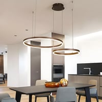 YYUTLUO Modern LED Csillár, 2 Barna-Arany Gyűrű, 40+60 cm, 40W, Távirányítós Fényerőszabályzás, Fém-Akril Függőlámpa Nappaliba 4