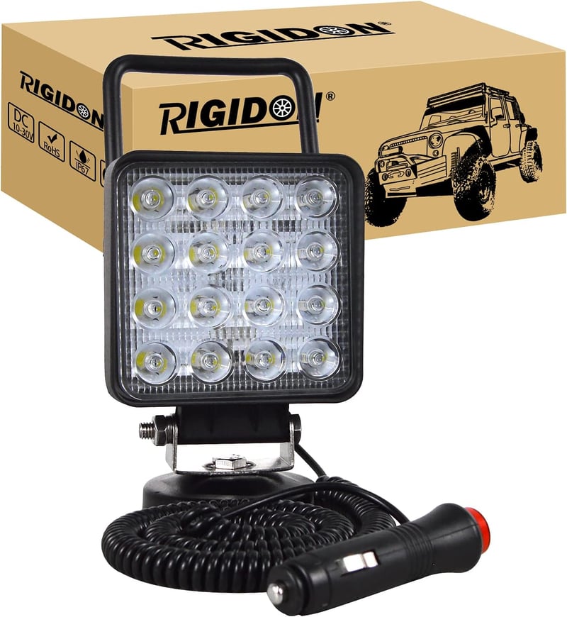 RIGIDON 48W LED munkalámpa mágnestalp, 4" offroad fényszóró autóhoz, terepjáróhoz, traktorhoz