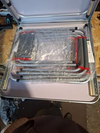 Masă pliabilă din aluminiu AKTIVE 63161 cu 4 taburete din oțel, 120x60 cm — mici deteriorări în mai multe locuri (stare: vezi a 2-a fotografie) 8