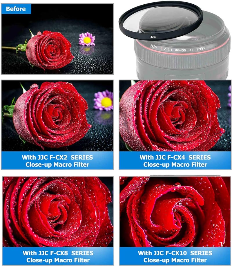 JJC 77mm-es makrószűrő készlet (+2,4,8,10) Sony A6600 A6500 A6400 A7C és 24-105mm objektívekhez