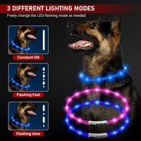 LED-es világító nyakörv kutyáknak, USB-s, vízálló, 3 fénymóddal, állítható 2