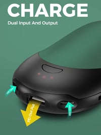 OCOOPA 10000 mAh Kézmelegítő Powerbank PD Gyorstöltéssel - Újratölthető Elektromos Zsebmelegítő, USB Töltő, Alumínium Ház, Zöld 6