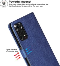 Xiaomi Redmi Note 11 Mágneses Vászon Pénztárcatok - Sötétkék 4