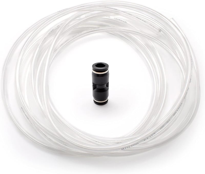 SRJQXH Pneumatikus Tömlő 8mm/5mm - 5m Átlátszó PU Levegőcső Kompresszorhoz, Vízálló, Olajálló, -30°C~80°C Hőtűrésű Csatlakozóval