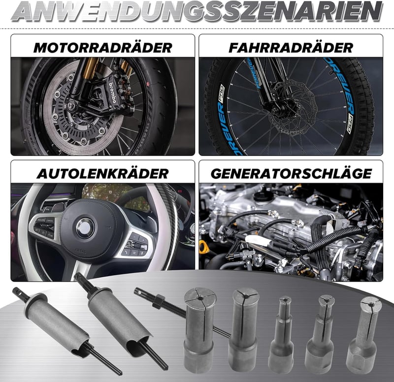 STEEIRO 9-23mm Csapágy Lehúzó Készlet - Motor és Kerékpár Golyóscsapágy Kiszedő 5 Méretű Nyitott Befogóval (9/11/14/19/23mm)