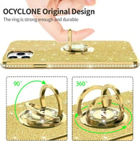 iPhone 11 Pro Max Arany Glitteres Gyűrűs Védőtok - Ütésálló és Csillogó 3
