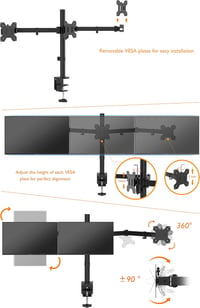 BONTEC Hármas Monitortartó Kar - Asztali LCD/LED Monitor Állvány 13"-24" Képernyőkhöz, Fekete, Állítható Konzol TV és Számítógép Monitorokho 5