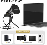 TONOR TC30 USB Kondenzátor Mikrofon Állvánnyal és Popszűrővel - Streaming és Podcast Felvételekhez 2
