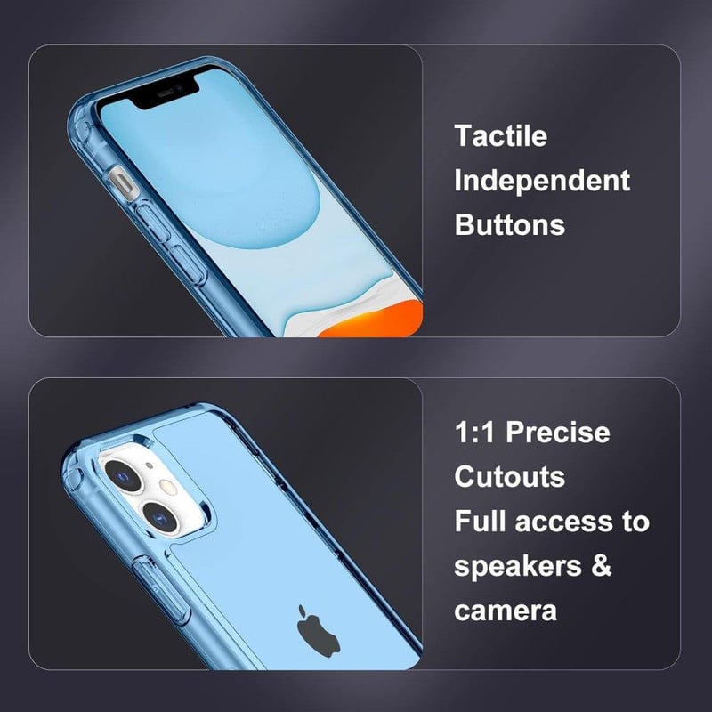 Apple iPhone 11 Kék Áttetsző Szilikon Tok Beépített Állvánnyal