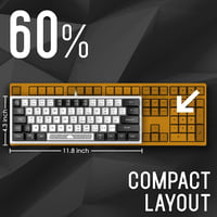 Redragon Mini 60% RGB Gamer Billentyűzet, Fehér-Fekete, 62 Gombos, PC/Mac 3