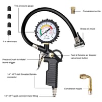 URAQT Digitális Nyomásmérő 220 PSI Gumiabroncs Inflálóval és Szelepcsere Szerszámmal 2