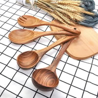 BOKALAKA 11 részes fa konyhai eszközkészlet - Főzéshez, sütéshez használható fa spatulák és fakanalak - Természetes faanyagú konyhai kelléke 6