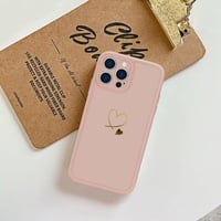 iPhone 13 Pro Max rózsaszín szilikon tok arany szívecskékkel, ütésálló 4
