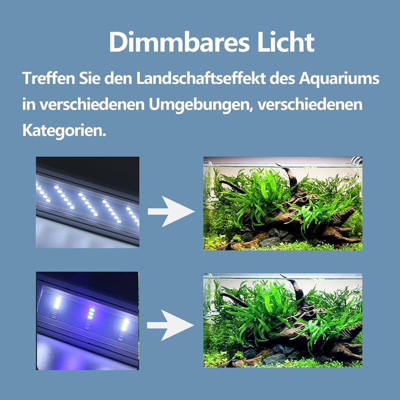 GERUI Ultra Vékony LED Akvárium Világítás Csipeszes Lámpa 6W - Fehér Teleszkópos Vízi Növény Lámpa Korallzátony Nézőfény 1500 Lumen IP44