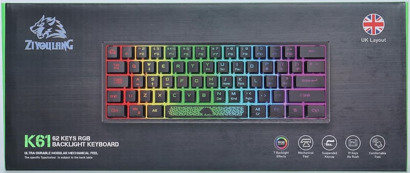 Redragon Mini 60% RGB Gamer Billentyűzet, Zöld-Fehér, QWERTY, PC/Mac