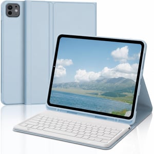 IVEOPPE Háttérvilágítású Billentyűzetes Tok iPad Pro 13" M5 2025 / M4 2024 készülékhez - Kék
