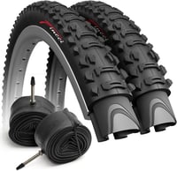 Fincci Összehajtható MTB Kerékpár Gumi Szett 26 x 1.95 colos (50-559) Belső Tömlővel - Presta 48mm Szeleppel Hegyikerékpárhoz, E-Bike-hoz 1