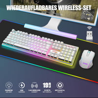 RedThunder K10 Vezeték Nélküli Gamer Billentyűzet és Egér Szett, QWERTZ DE Kiosztás, LED Háttérvilágítás, 3000 mA Akkumulátor, 3200 DPI, Feh 2