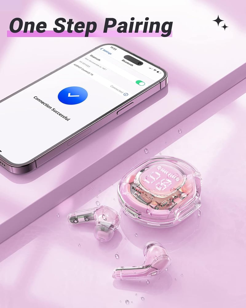 ACEFAST T8 rózsaszín fülhallgató, Bluetooth 5.3, 4 mikrofon, 30 órás akkumulátor, zajszűrés