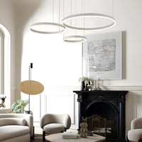 YYUTLUO Modern LED Csillár, 3 Fehér-Arany Gyűrű (40+60+80cm), 90W, Távirányítható Fényerőszabályzós Függőlámpa, Nappali Mennyezeti Világítás 7