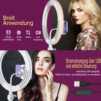 Állítható 10" LED körfény íróasztalra, telefontartóval - YouTube, TikTok, videóhívás (Fehér) 3