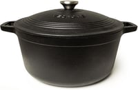 VeoHome 6L Öntöttvas Lábas Matt Fekete Zománcozott | Sütő-Főzőedény | Kenyérsütéshez | Holland Sütő | Hőálló Fazék 28cm 1