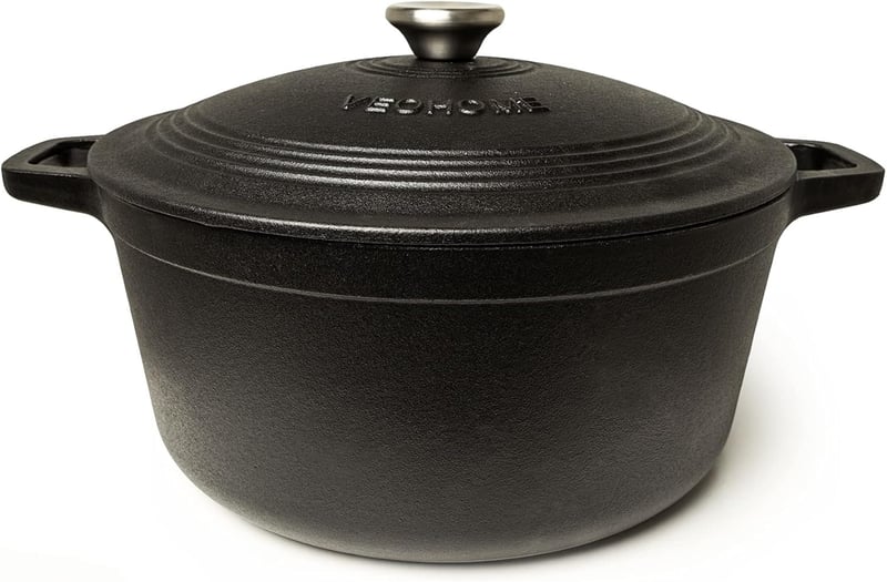 VeoHome 6L Öntöttvas Lábas Matt Fekete Zománcozott | Sütő-Főzőedény | Kenyérsütéshez | Holland Sütő | Hőálló Fazék 28cm