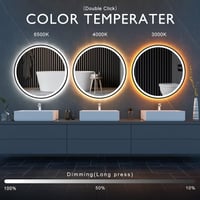 GANPE LED Szenzoros Tükör 80 cm - Kerek Mozgásérzékelős Fürdőszobai Fali Tükör, Fényerőszabályozás, Páramentesítés, IP44 Vízálló 2