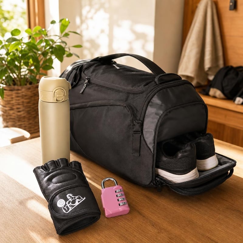 Set za teretanu: sportska torba + XS rukavice sa steznikom + boca 500ml + lokot sa šifrom
