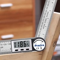 Preciva digitális szögmérő 400mm rozsdamentes acél szögmérő 180° forgatható 6